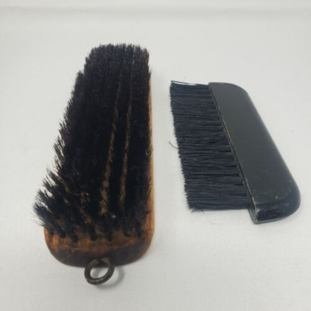 Vintage Brush‎ Lot Of 2 Hair Shoe Black Brown Antique Colllector